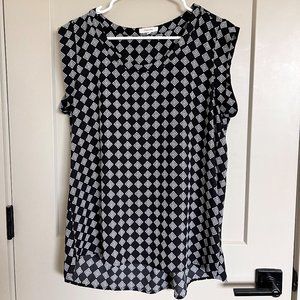 Pleione Black & White Patterned Blouse - Size M
